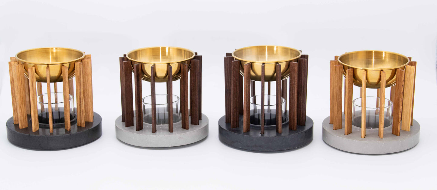 Molika Duftlampe aus Eiche und Beton (Eiche/Anthrazit)