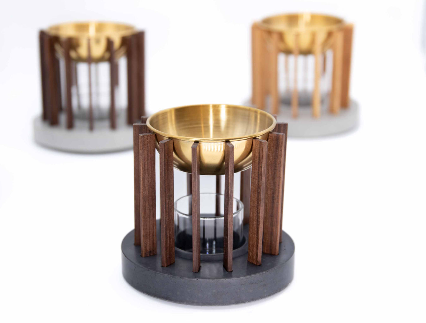 Molika Duftlampe aus Nussbaum und Beton (Nussbaum/Anthrazit)