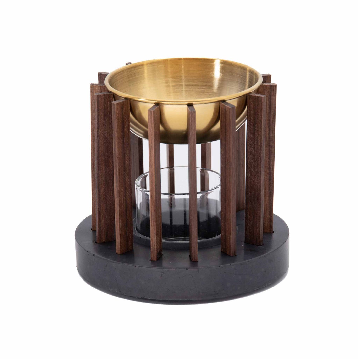 Molika Duftlampe aus Nussbaum und Beton (Nussbaum/Anthrazit)